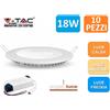 V-TAC 10 PANNELLI V-TAC FARO FARETTO LED ULTRASLIM DA INCASSO 18W ROTONDO VT1807RD
