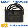 Wttelettronica CONDENSATORE AVVIAMENTO spunto MOTORE 1.5uF 450Vac CBB61 CAPPA 1,5uf VENTILATORE