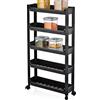 Cecaro Group Carrello Slim Salvaspazio da Cucina Bagno Carrellino Portaoggetti 5 Ripiani Nero