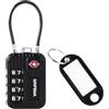GRIFEMA GA1008 Lucchetti TSA con Combinazione a 4 Cifre, Cavo Acciaio Flessibile per Valigie, Borse e Viaggi, Nero