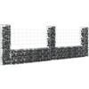 vidaXL Cesto Gabbione a U con 3 Pali in Ferro 260x20x100 cm