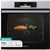 Hisense BI64213E4PX Forno da Incasso Multifunzione 77 litri, Termoventilato, Pulizia Pirolitica, 13 Funzioni, Pizza 300°C, AirFry, Soft Closing, Guide Telescopiche, Display LED, Inox con Vetro Nero