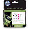 HP 712 3ED78A, Confezione da 3 Cartucce Originale, Compatibile con Stampanti DesignJet T650, T630, T250, T230, Serie Studio 713 Testina di Stampa DesignJet, Magenta