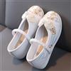 Ragazze Bunny Floreale Ricamo Basse Lino Suola Panno Scarpe Cinese Rétro
