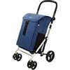 Carlett Carrello della Spesa 4 Ruote Pieghevole, Borsa Estraibile Grande Capacità 64L/32 kg e Borsa Termica 12L, Manico Regolabile, Freno di Sicurezza, Convertibile a 2 Ruote, Classic Family, Blu