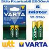 VARTA 10 Batterie stilo AA ricaricabili VARTA 2600 mAh 1.2V