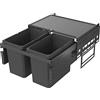VAUTH-SAGEL Envi Space - Pattumiera da incasso a 2 scomparti, completamente estraibile, con smorzamento e alimentatore automatico, 2 x 22 litri, in plastica, colore: grigio lava