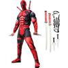 Rubie's Rubies Deadpool Deluxe 810109BDLSTD000 - Costume da adulto, da uomo, cartone animato, multicolore, per Halloween, Giornata mondiale del libro