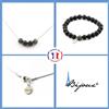A Bijoux Pietre E Minerali. Set Bracciale Collana Perle Agata Nera + Serafinite D