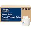 Tork 140278 Veline per il viso Premium Extra Soft cubo, 2 veli, 30 confezioni x 100 panni (3000 pz), 20,9 cm x 20 cm, resistente, bianco