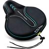 Sanctus Federa per cuscino per bicicletta in memory foam, ampia e larga, morbida, per uomo e donna, comoda, imbottita, adatta per cyclette, Cruiser, Spin, con copertura impermeabile, colore azzurro