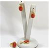PARURE IN ORO 18 Kt CORALLO ROSSO ORECCHINI ANELLO E CIONDOLO OGFR 063