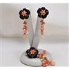 PARURE ORO 18 kt FIORI ONICE 20 mm CORALLO ROSA ORECCHINI CIONDOLO 2 OGFR 094