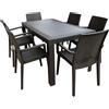 GARDENIA Dimaplast2000 AMZ004 Set Garden Top Tavolo e 6 Poltrone in Resina Effetto Rattan