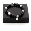 Gioielli Pietre E Minerali. Bracciale Perle Agata Nera + Quarzo Rutilo Nero 8 Mm. Fab