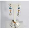 PARURE ORO 18 kt TOPAZIO AZZURRO CITRINO PERLE BAROCCHE 12 mm OGFR 0102
