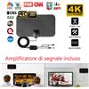 ANTENNA TV INTERNA HD TV 4K DIGITALE 1080P AMPLIFICATA PER DTT DVB-T/DVB-T2 tv
