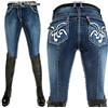 HKM SPORTS EQUIPMENT - Pantaloni da Equitazione Unisex, in Denim, con Rivestimento in Silicone 6100, Unisex - Adulto, Pantaloni, HKM 4057052015229, Blu Jeans, 42