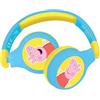 Lexibook Peppa Pig Cuffie Bluetooth 2-in-1 per Bambini - Stereo Senza Fili cablato, cassaforte per Bambini per Ragazze, Pieghevole, Regolabile, Giallo/Blu, HPBT010PPLXB