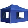 vidaXL Gazebo Professionale Pieghevole Pareti Alluminio 4,5x3m Blu