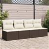 vidaXL Divano da Giardino a 4 Posti con Cuscini in Polyrattan Marrone