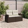 vidaXL Divano da Giardino a 2 Posti con Cuscini in Polyrattan Marrone