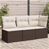 vidaXL Divano da Giardino a 3 Posti con Cuscini in Polyrattan Marrone