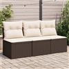 vidaXL Divano da Giardino a 3 Posti con Cuscini in Polyrattan Marrone