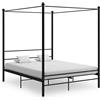 vidaXL Letto a Baldacchino Nero in Metallo 160x200 cm
