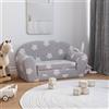 vidaXL Divano Letto Bambini a 2 Posti Grigio Chiaro con Stelle Peluche