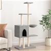 vidaXL Albero per Gatti con Tiragraffi in Sisal Grigio Chiaro 145 cm