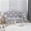 vidaXL Divano Letto Bambini a 2 Posti Grigio Chiaro con Stelle Peluche