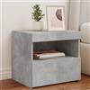 vidaXL Comodino con Luci LED Grigio Cemento 50x40x45 cm