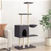 vidaXL Albero per Gatti con Tiragraffi in Sisal Grigio Scuro 145 cm