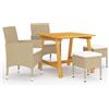 vidaXL Set Mobili da Pranzo per Giardino 5 pz Beige