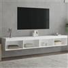 vidaXL Mobili Porta TV con Luci LED 2 pz Bianchi 100x30x30 cm
