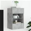 vidaXL Mobile TV a Parete con Luci LED Grigio Cemento 40x30x60,5 cm