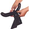 Orion Slip Strap-On Donna in Latex Lattice Nero Doppio Dildo Fallo Interno + Esterno