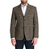 Steinbock giacca uomo Harris Tweed beige marrone toppe pelle Made Austria
