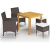 vidaXL Set Mobili da Pranzo per Giardino 5 pz Marrone