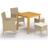 vidaXL Set Mobili da Pranzo per Giardino 5 pz Beige