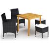 vidaXL Set Mobili da Pranzo per Giardino 5 pz Nero