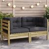 vidaXL Divano Angolare da Giardino con Cuscini Legno Impregnato Pino