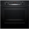 Bosch HQA534BB3 Serie 4, Forno con vapore da incasso, Display digitale LED, Manopole a scomparse, Pulizia assistita, Nero, 60 cm.