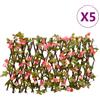 vidaXL Traliccio Edera Artificiale Espandibile 5pz Rosa Scuro 180x20cm