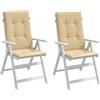 vidaXL Cuscini Sedia Schiena Alta 2 Beige Mélange 120x50x4 Tessuto