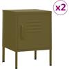 vidaXL Comodini 2 pz Verde Oliva 35x35x51 cm in Acciaio