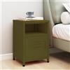 vidaXL Comodino Verde Oliva 35x35x51 cm in Acciaio