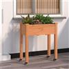 vidaXL Fioriera Ruote e Fodera Marrone 71x37x80cm Legno Massello Abete