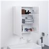 vidaXL Armadietto a Specchio per Bagno 60x15x75 cm MDF Bianco Lucido